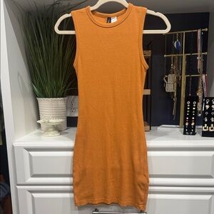 Divided H&M  Sleeveless Orange Ribbed Tank Dress SZ Small